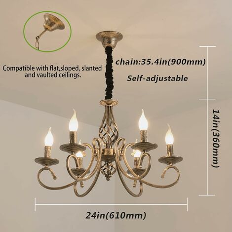 Ganeed lustres rustiques à 6 lumières, lustre vintage de pays français, lustre en métal dans le bronze antique, luminaire suspendu pour cuisine d'île ferme salle à manger salon