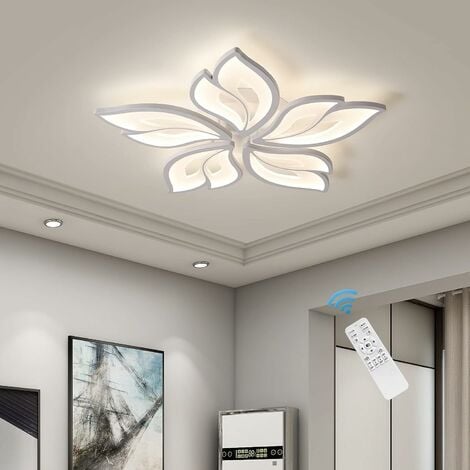 Elixir - Plafonnier LED moderne à intensité varle avec table de salle à  manger télécommandée Créative en forme de fleur en spirale Design Lustre en  métal acrylique pour le salon - Plafonniers 