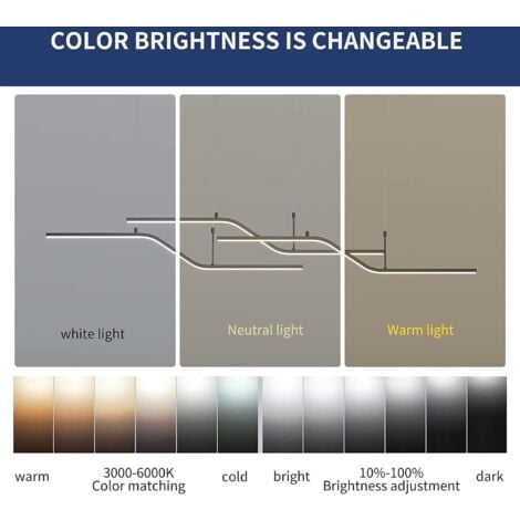 Ganeed Luminaire suspendu à LED moderne, lustre moderne à intensité variable, luminaire à onde linéaire, luminaire suspendu pour salle à manger, îlot de cuisine,salon (3 lumières, noir)