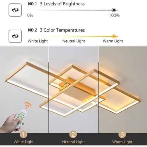 Ganeed Dimmable Plafonnier W Plafonnier Led Or Carr Couleurs Avec