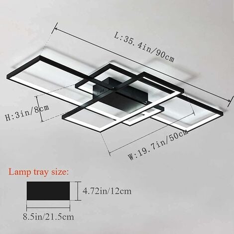 Ganeed Plafonnier Dimmable, 3 Carrés Plafonniers LED Modernes avec Télécommande, 50W Acrylique Encastré Éclairage Lampe de Plafond Lustre Applique Murale Luminaire pour Salon Salle à Manger Chambre