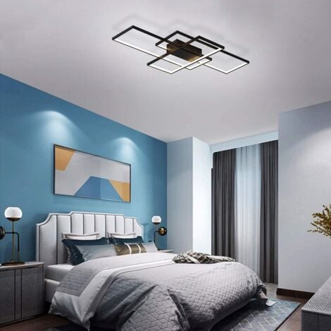 Ganeed Plafonnier Dimmable, 3 Carrés Plafonniers LED Modernes avec Télécommande, 50W Acrylique Encastré Éclairage Lampe de Plafond Lustre Applique Murale Luminaire pour Salon Salle à Manger Chambre