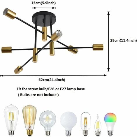 Ganeed Lustre, Moderne Suspension Luminaire Lustre Réglable Éclairage de Plafond 6 Pendentif Lumière Montage Industriel Luminaire Plafonnier Suspendu pour Cuisine Salon Salle À Manger Chambre