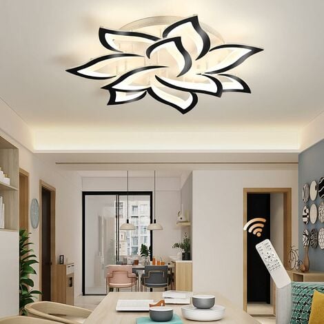 Plafonnier LED Dimmable Noir, 70W, Télécommande, Design Créatif
