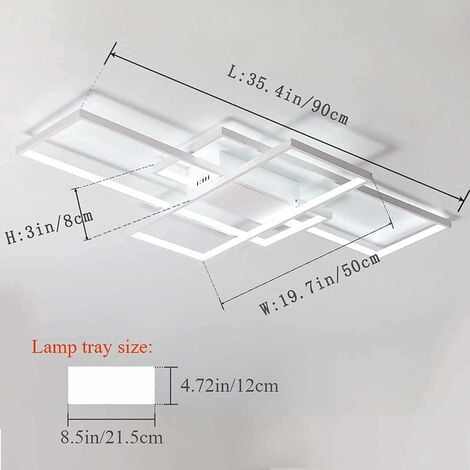 Ganeed Plafonnier Dimmable LED Lustre avec Télécommande, Moderne 50W 3 Couches Lampe de Plafond Carré Acrylique Encastré Plafonniers éclairage Luminaires pour Chambre à Manger Salon Cuisine Bureau