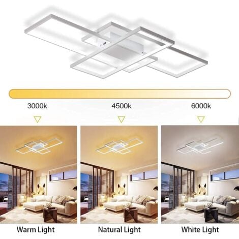 Ganeed Plafonnier Dimmable LED Lustre avec Télécommande, Moderne 50W 3 Couches Lampe de Plafond Carré Acrylique Encastré Plafonniers éclairage Luminaires pour Chambre à Manger Salon Cuisine Bureau