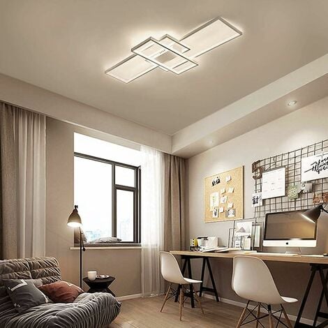 Ganeed Plafonnier Dimmable LED Lustre avec Télécommande, Moderne 50W 3 Couches Lampe de Plafond Carré Acrylique Encastré Plafonniers éclairage Luminaires pour Chambre à Manger Salon Cuisine Bureau