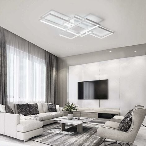 Ganeed Plafonnier, Plafonniers LED Modernes avec 3 Carrés, 75W Blanc Froid Lampe de Plafond Aluminium Acrylique Éclairage de Plafond Luminaires pour Cuisine Salle à Manger Salon Étude, 6000K, Blanc