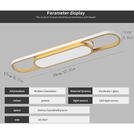 Ganeed Plafonnier Dimmable, Plafonnier Moderne, Plafonnier LED Acrylique Linéaire, Plafonnier Télécommande, Plafonnier pour Salon, Cuisine, Salle à Manger, Chambre 40W