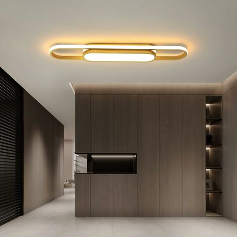 Ganeed Plafonnier Dimmable, Plafonnier Moderne, Plafonnier LED Acrylique Linéaire, Plafonnier Télécommande, Plafonnier pour Salon, Cuisine, Salle à Manger, Chambre 40W