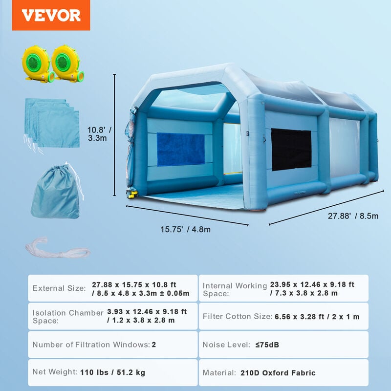 VEVOR Aufblasbare Zelt Farbkabine DIY Farbe Schutzzelt 13x10x9ft