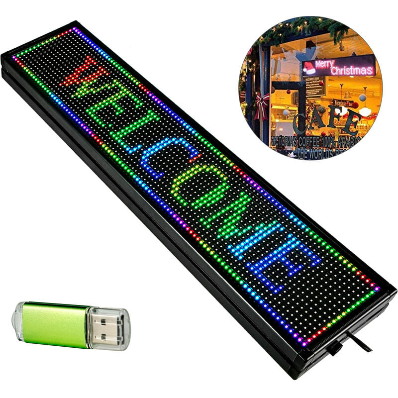 VEVOR LED-Laufschrift 40x8 Inch RGB 96 96 Pixel Programmierbar SMD-LED WiFi  Scroll-Display Nachrichtenboard für Werbung, Auto PC, USB-Stick, Smartphone  Steuerbar 101 x 20 x 5 cm