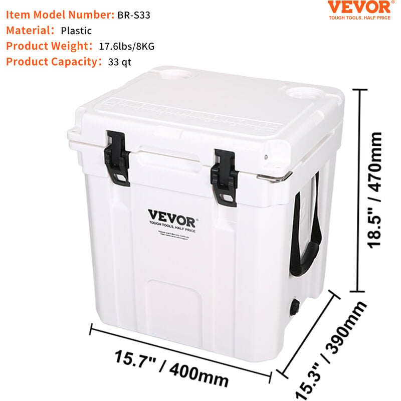 VEVOR Passive Kühlbox Eisbox 36,34 L, Isolierte Kühlbox Camping Thermobox  30-35 Dosen, Campingbox Kühlschrank mit Flaschenöffner, Isolierung Kühlbox  Tragbar, Eistruhe Cooler Multifunktional