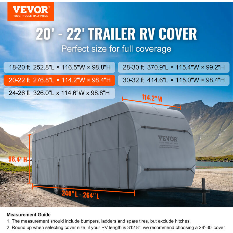 VEVOR Trailer Travel Camper Cover Wasserdichte 24'-26' Klasse A  Wohnmobil-RV-Abdeckung