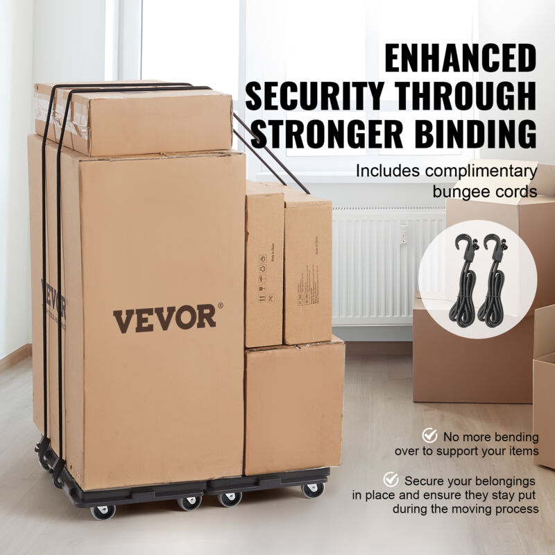 Möbelwagen Set 4 Stück – Transportwagen Bis 227 Kg, Verbindbar, Mit Rädern & Bungee-Seilen