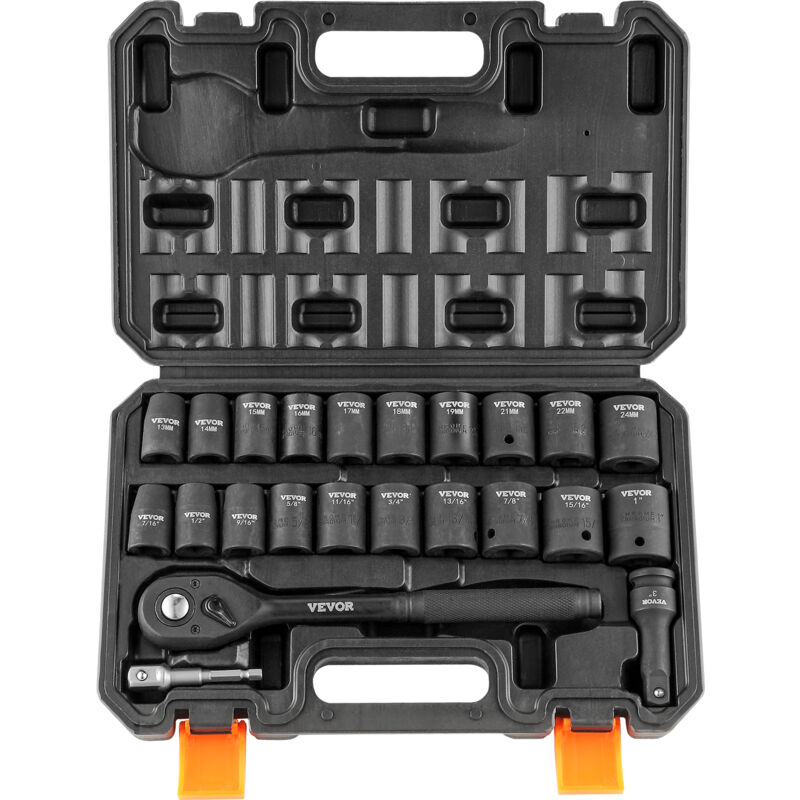 46-teiliges Steckschlüssel-Set – 1/4 Zoll, Metrisch, Mit Ratschenschlüssel & Bits