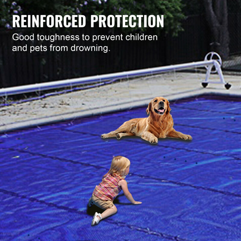 VEVOR Solar-Poolabdeckung 24x12 Ft (ca. 7,3x3,7 M) - 8 Mil Stark, Blau, Wärmespeichernd