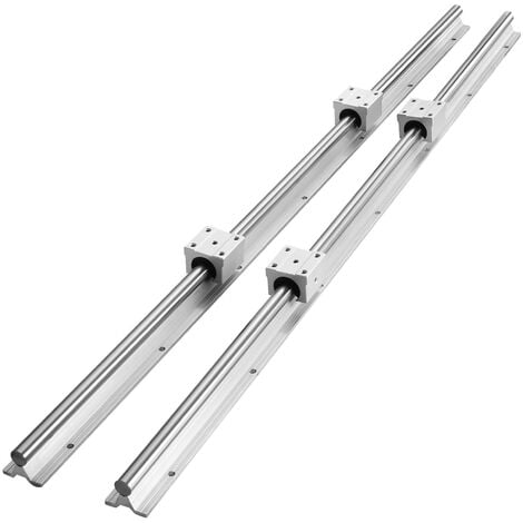 VEVOR Linearführung Linearschiene 2 Stk. SBR20-1000mm Kohlenstoffstahl Aluminium Führungsschiene mit 4 Stk. SBR20UU-Gleitblöcke Linearlager Lagerblock CNC Teile für 3D Drucker Fräs-/Drehmaschine