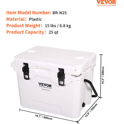 VEVOR Passive Kühlbox Eisbox 27,53 L, Isolierte Kühlbox Camping Thermobox  20-25 Dosen, Campingbox Kühlschrank