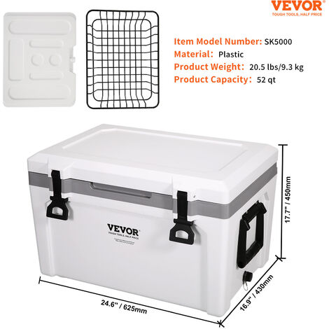 VEVOR Elektrische Kühlbox Passive Kühlbox Eisbox 57,26 L, Isolierte Kühlbox  Camping Thermobox, 57 l