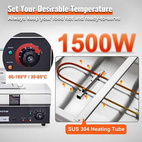 Elektrischer Speisewärmer 9L Edelstahl - Buffetwärmer Mit Temperaturregelung