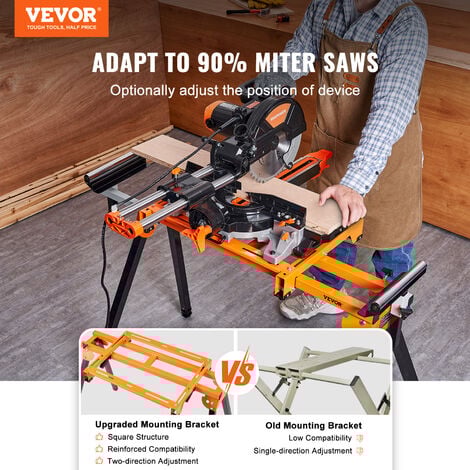 VEVOR Kappsäge Untergestell Gehrungssägenständer 94-199 cm, 83-94 cm Höhenverstellbare Maschinentisch, 150 kg Arbeitstisch Multifunktionswerktisch für Gehrungssägen, Tischkreissägen, Schleifmaschinen