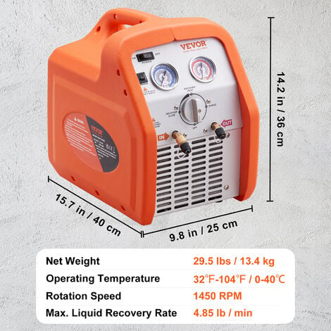 VEVOR Kältemittelabsauggerät Kältemittel Absaugstation, 3/4 PS Kältemittel  Absauggerät Refrigerant Recovery Machine 220-240 V, 4