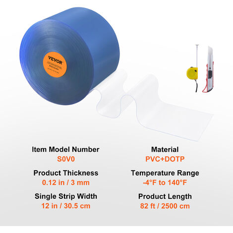 Produktbild von VEVOR PVC-Streifenvorhang 915 X 2134 Mm, 2 Mm Stark – 6er Set Lamellenvorhang Für Lager, Kühlräume & Garagentore, Transparent, Zugfrei & Insektendicht, Von -55°C Bis +30°C
