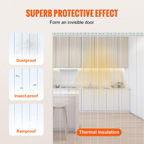VEVOR PVC-Streifenvorhang – 4572 Cm Lang, 20 Cm Breit, 2 Mm Dick Für Lager, Hallen & Garagen