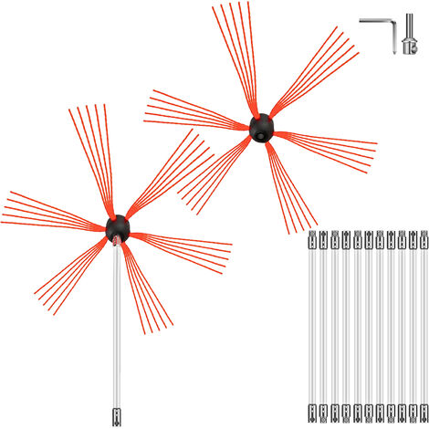 Kaminbürste Stange Set 150mm - Schornstein Reinigung Mit 12 Stangen & 2 Bürstenköpfen