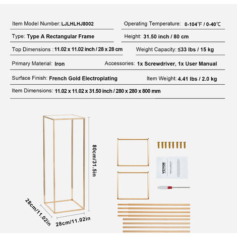 VEVOR Blumenständer Set - 10 Acryl Blumensäulen 20x20x60cm