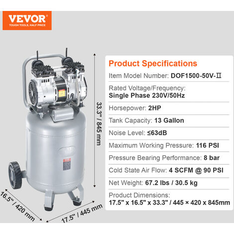 VEVOR 3KW Kompressor Aggregat, 2 Zylinder Kompressor, 375L Aerotec