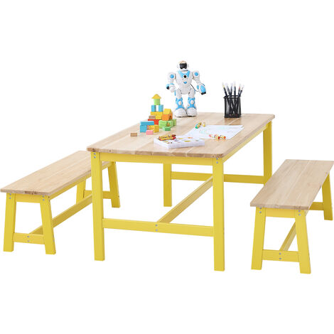 Massivholz, Kindertisch, aus 2 Kindertisch-Set VEVOR für 1 Bänke Sitzmöbel Stabile Tisch Kindermöbel Kindersitzgruppe Kindersitzgruppe