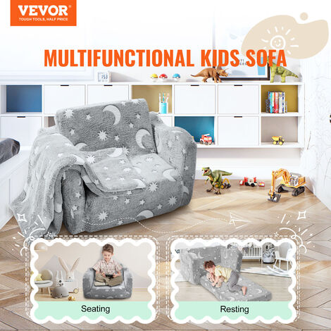 HOMCOM Kindersofa Mit Ottomane, Kindercouch Prinzessinnen Kindercouch