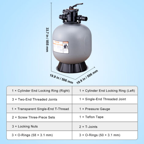 VEVOR Sandfilterpumpe Für Aufstellpools, 300 Mm, 10.000 L/h, 285 W, Schwimmbadpumpensystem Und