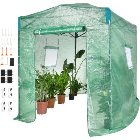 RELAX4LIFE Gewächshaus 181x181x200cm - Folienhaus Mit 2 Fenstern & Rolltür