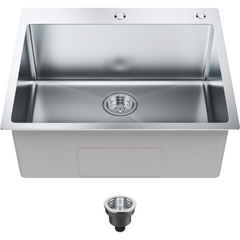 Produktbild von TORVA Einbau-Barspüle 38x38 Cm – 16 Gauge Edelstahl, 15 Cm Tief, Mit Schneidebrett – Für Wohnmobil & Miniküche