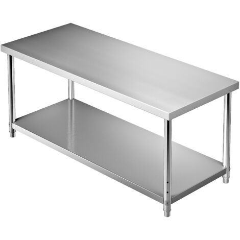 VEVOR Edelstahltisch Gastro - Zweilagiger Arbeitstisch 76x76cm