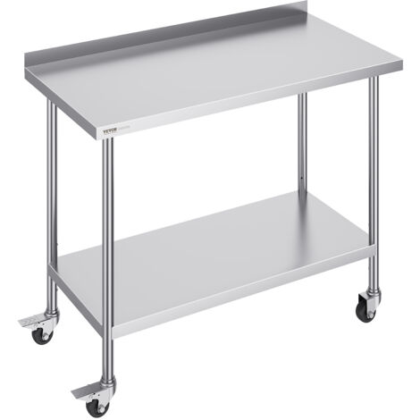GAOMON Edelstahl-Arbeitstisch Mit Spritzschutz – 76,2x91,4 Cm, Unterregal, Für Küche, Restaurant, Garage