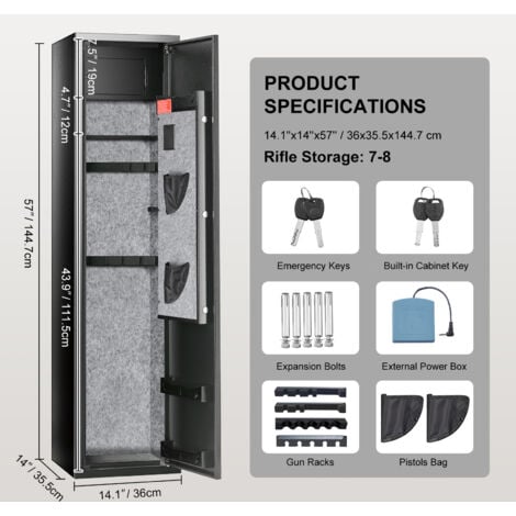 VEVOR Gewehrschrank 4 Waffen - Feuerfester Waffentresor Mit Passwort & Alarm