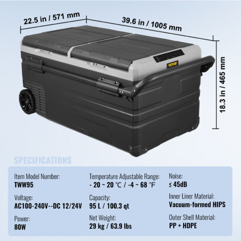 VEVOR Autokühlschrank 32 L – 12V Kompressor, Zwei Zonen, -20°C Bis +10°C, Für Auto, Wohnmobil & Camping