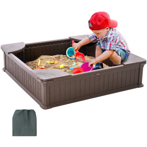 VEVOR Sandkasten mit Abdeckung, quadratischer Sandkasten, HDPE