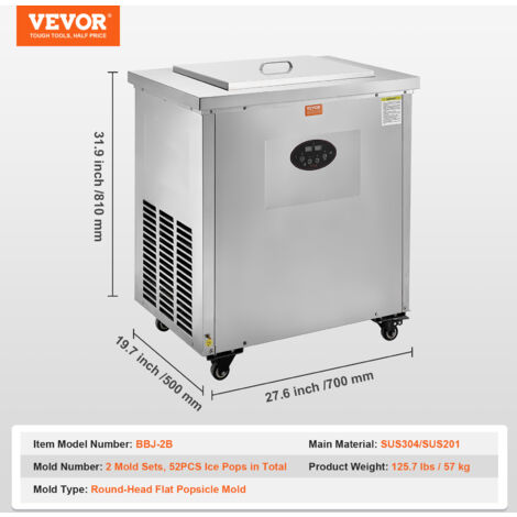 VEVOR Kommerzielle Eismaschine, 2 Formen-Set – 52-teiliges Eismaschine ...