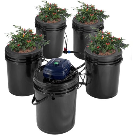 VIVOSUN DWC Hydrokultur-System Komplettset - 4x 5 Gallonen Eimer Mit Tropfbewässerung & Belüftung