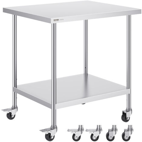 Edelstahl-Arbeitstisch für gewerbliche Lebensmittelzubereitung, 60 x 30 x 80 cm, industrielle Küche, Aufbewahrung, Theke für Restaurant, Garage Edelstahl-Arbeitstisch für gewerbliche Lebensmittelzubereitung, 60 x 30 x 80 cm, industrielle Küche, Aufbewahrung, Theke für Restaurant, Garage