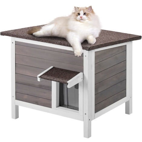 Katzenhaus Wetterfest Aus Holz - Isolierte Katzenhütte Für Draußen