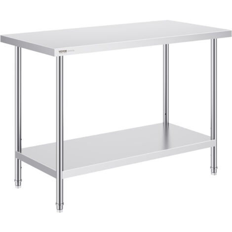 VEVOR Edelstahl-Arbeitstisch Mit 4 Rollen – Höhenverstellbar, 610x762x954,6 Mm, Für Küche & Gastro