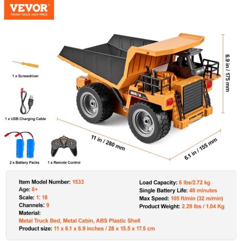 VEVOR RC Kipper 1:14 - Ferngesteuerter Muldenkipper Mit Licht & Sound
