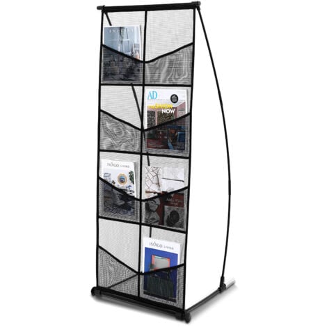 Whemyreat Prospektständer Metall - 4 Räder, Schwarz, Für A4 Zeitschriften & Broschüren