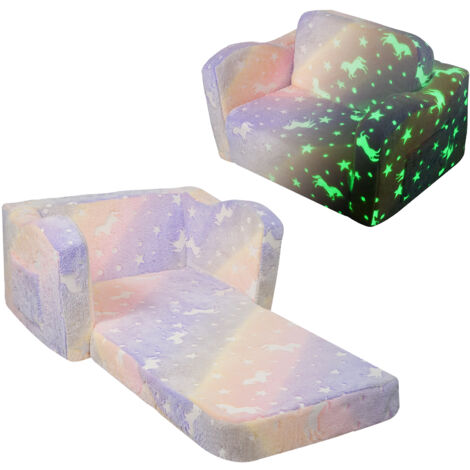 2-in-1 Kindersofa & Liege - Faltbarer Loungesessel Für Kinder 1-4 Jahre (Rosa Krone)